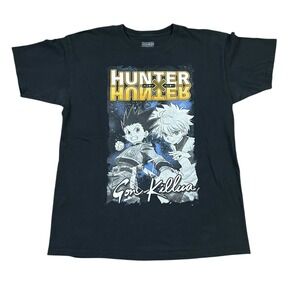 Hunter x Hunter Gon and Killua T-Shirt Mens XL Short Sleeve Black Anime Cotton‎